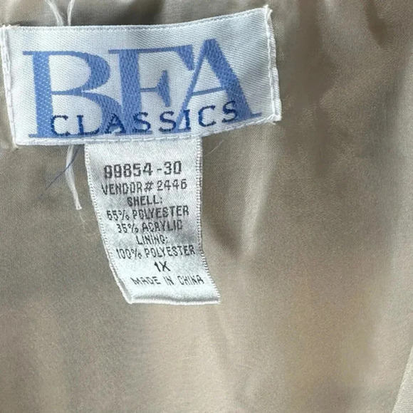 Vintage BFA Classics women's 1X plaid Sherpa jacket cream blue green boho - Picture 6 of 6